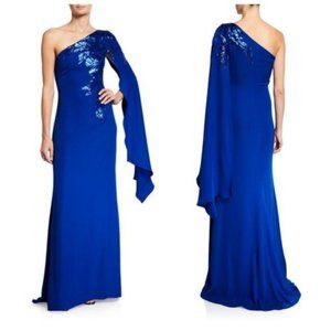 Tadashi Shoji One Shoulder Cape Sleeve Dress Worn Mother of Bride. Dry cleaned!